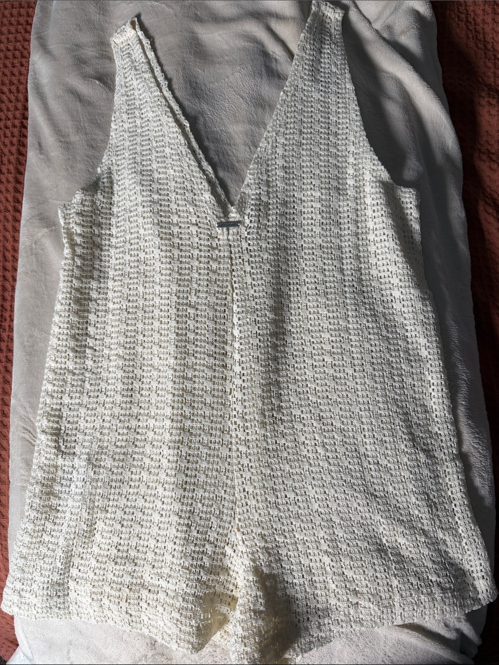 Billabong White Crochet Swim Coverup Romper